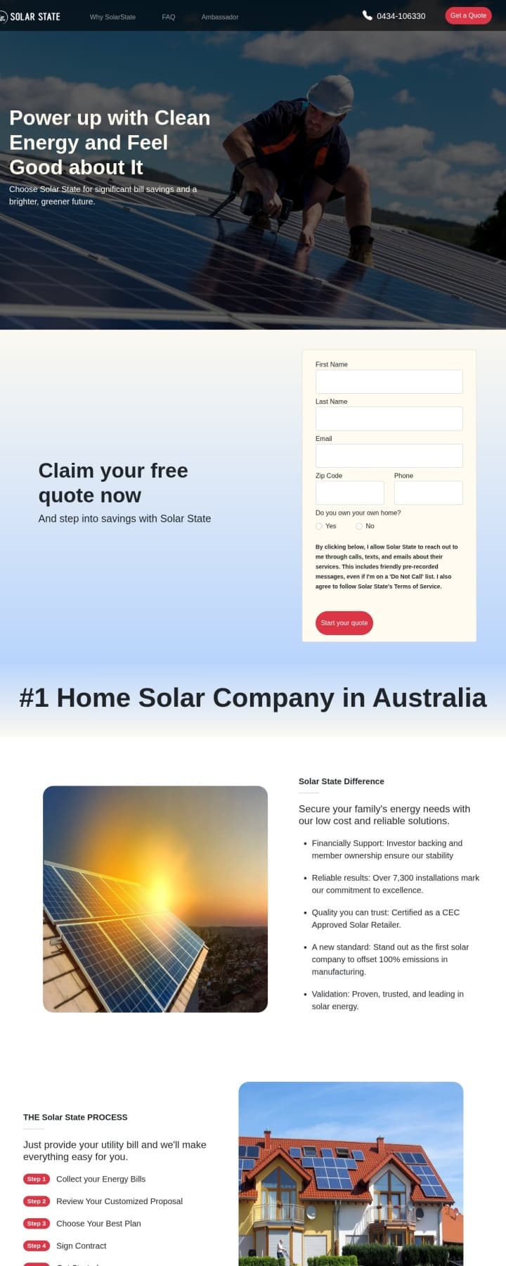 Solar State website, home page