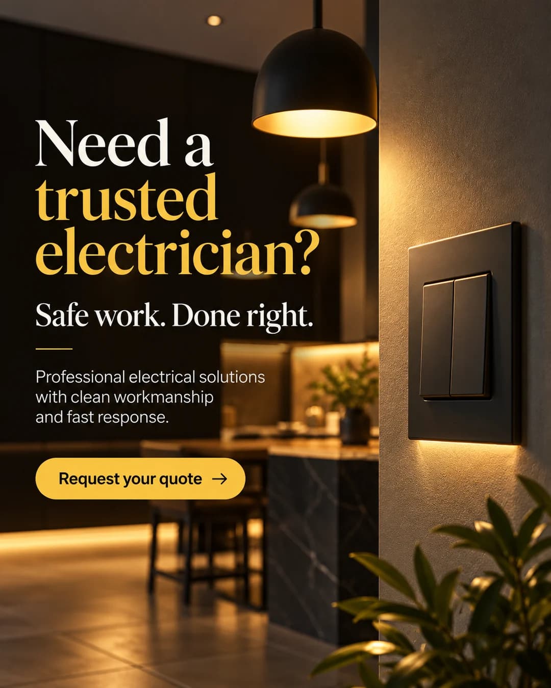 Electrician social media post: Need a trusted electrician?