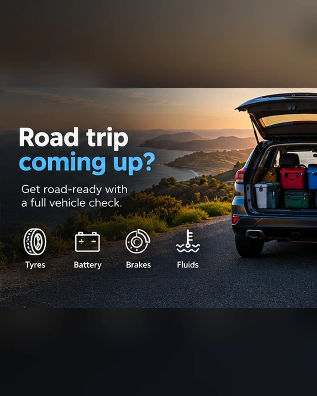 Mechanic social media post: Road trip coming up?